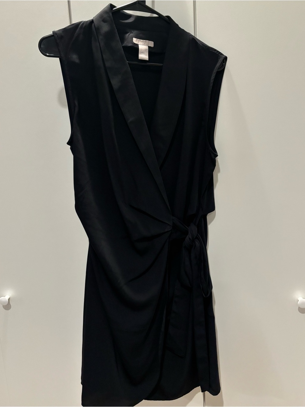 H&M Black Sleeveless Wrap-Style Mini Dress
